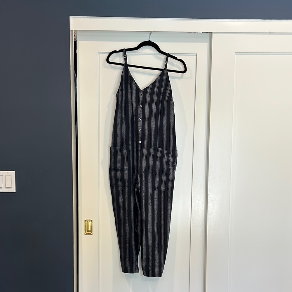 Easy and Lightweight Navy and White Striped Jumpsuit | with adjustable Straps